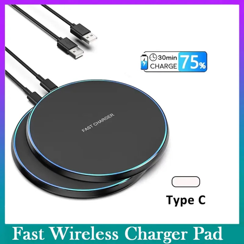 LED Light Wireless Charger Pad For iPhone 16 15 14 13 12 8 X XR Samsung Xiaomi Airpods Pro Fast Wireless Charging Station