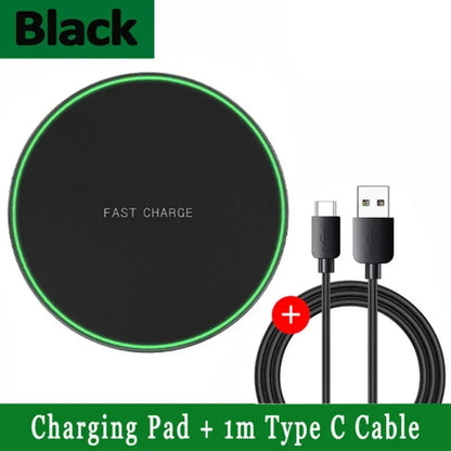 LED Light Wireless Charger Pad For iPhone 16 15 14 13 12 8 X XR Samsung Xiaomi Airpods Pro Fast Wireless Charging Station