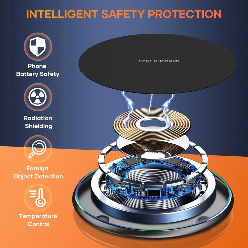 LED Light Wireless Charger Pad For iPhone 16 15 14 13 12 8 X XR Samsung Xiaomi Airpods Pro Fast Wireless Charging Station