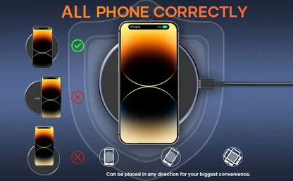 LED Light Wireless Charger Pad For iPhone 16 15 14 13 12 8 X XR Samsung Xiaomi Airpods Pro Fast Wireless Charging Station