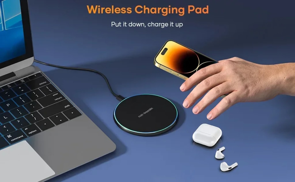 LED Light Wireless Charger Pad For iPhone 16 15 14 13 12 8 X XR Samsung Xiaomi Airpods Pro Fast Wireless Charging Station